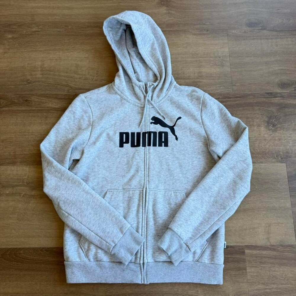 Puma Essential light gray fleece zip up hoodie
